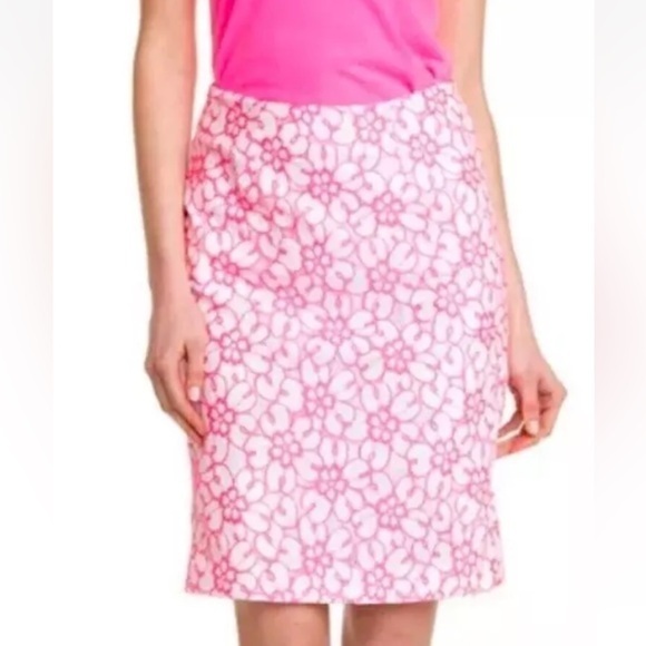 Lilly Pulitzer Dresses & Skirts - Lilly Pulitzer Hyacinth Fiesta Pink Pique Lace Above Knee‎ Pencil Skirt Size 4
